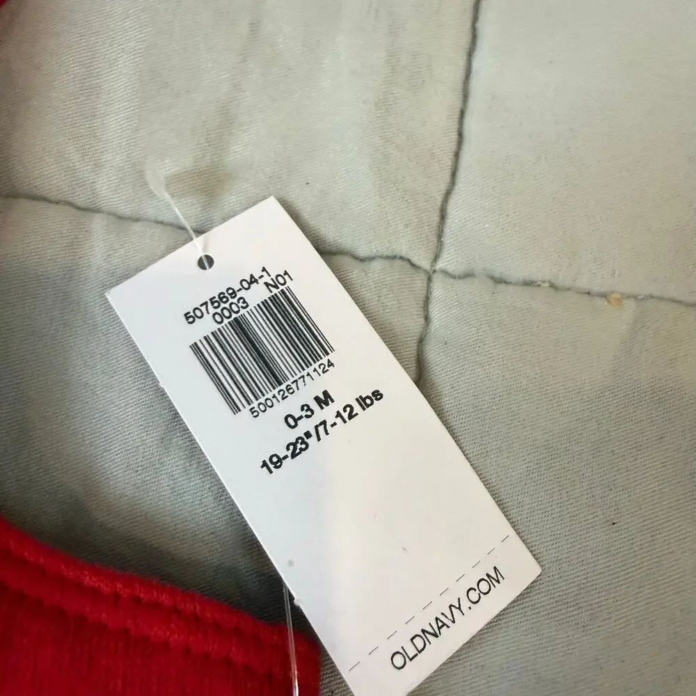 NWT Old Navy Red Fleece Overalls Soft Romper Baby Boy Girl 0-3 Months Christmas